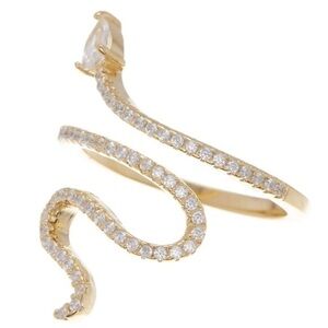 Adornia for Nordstrom Prong Bezel Set Faceted Swarovski Crystal Gold Snake Ring